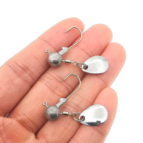 5 unids/lote calidad afilado manivela plomo anzuelo con cabeza plomada 2g/4g Jigging Pesca gancho suave señuelo con cuchara Spinner Pesca ► Foto 1/5