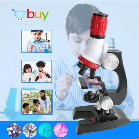 Kit de microscopio 1200X para niños, 12 Uds. De instrumentos de laboratorio de diapositivas de muestras, juguetes educativos de ciencia, regalo ► Foto 1/6