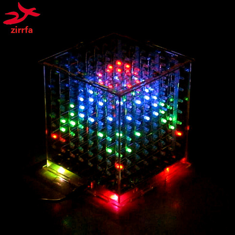 Zirrfa DIY 3D 8s multicolor mini light cubeeds Excellent animation 3D8 8x8x8 display, regalo de Navidad led kit diy electrónico ► Foto 1/3