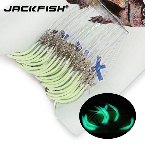JACKFISH 12-18 #30 unids/set anzuelo de Pesca luminoso con anzuelos de púas accesorios de aparejos de Pesca de acero anzuelos de Pesca ► Foto 1/6