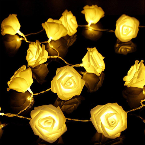 1 M/2 M/3 M/4 M/5 M/10 M Rose flor LED luces de cadena con pilas luces de Navidad para decoración de boda de San Valentín ► Foto 1/6