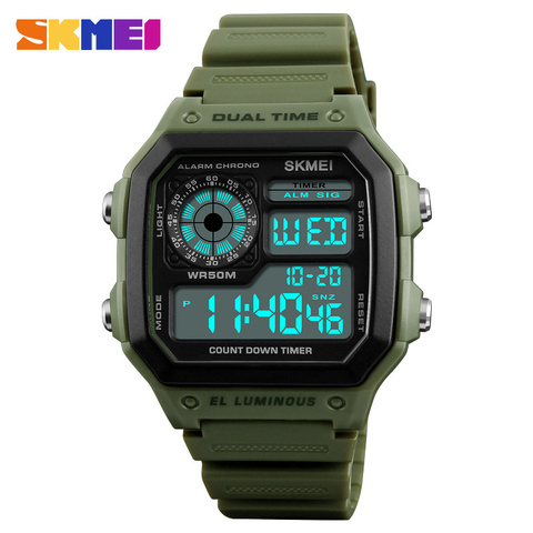 Skmei-relojes deportivos para hombre y mujer, pulsera Digital militar con cuenta atrás, resistente al agua ► Foto 1/6
