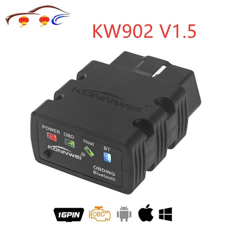 Konnwei-herramienta de diagnóstico automotriz KW902 ELM327 V1.5, autoescáner OBD2, CAN-BUS, Bluetooth/Wifi, funciona en teléfonos iOS y Android ► Foto 1/6