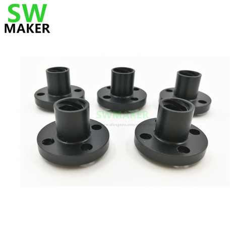 SWMAKER 5 uds negro TR8 plomo tornillo de POM tuerca TR8x2/TR8x4/TR8x8 Trapezoidal tuercas de tornillo tuercas de Delrin 8mm suave envío gratuito ► Foto 1/4