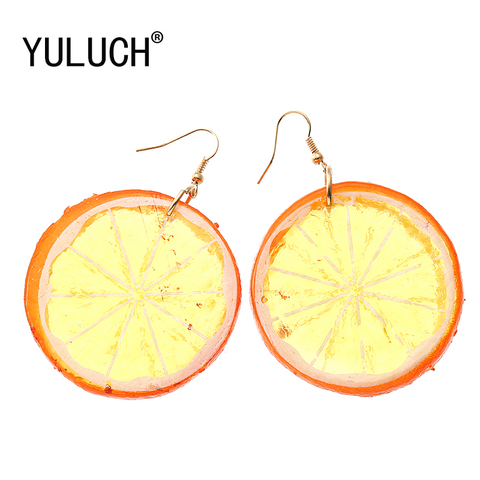 YULUCH nuevo diseño de 3 colores medio fruta Tropical limón pendientes colgantes para mujeres vacaciones playa joyería pendientes niñas ► Foto 1/4