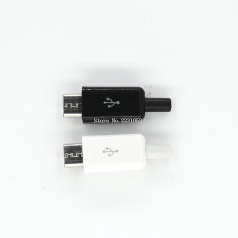 10 unids/set 4 en 1 DIY Micro USB tipo de soldadura macho 5 Pin conector con cubierta de plástico blanco /negro ► Foto 1/6