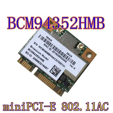 Broadcom BCM94352HMB BCM94352 802,11 ac/ 867Mbps WLAN + BT4.0 mitad MiniPCI-E 2,4 GHz/5GHz wifi ► Foto 1/2