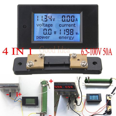 Medidor combinado de corriente de voltaje DC 6,5-100v 50A LCD, KWh, medidor de Panel de 12v, 24v, 48v, monitoreo de potencia de batería + derivación de 50A ► Foto 1/6