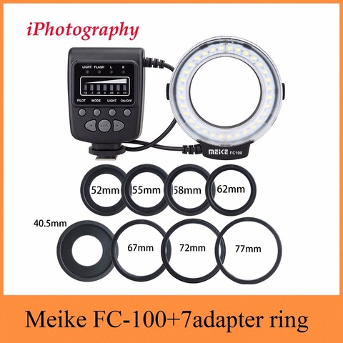 Meike FC-100 FC100 Macro anillo luz de Flash para Nikon Canon EOS 650D 600D 60D 7D 550D T4i T3i para Nikon D5300 D7000 D5200 D90 etc. ► Foto 1/6