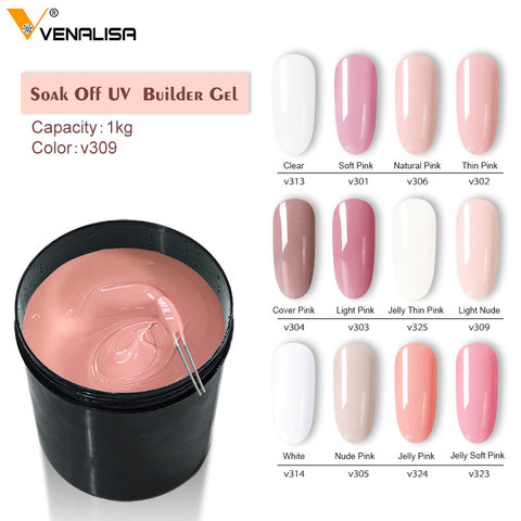 #801 venalisa uña gel fabricante polaco de 1kg transparente UV gel duro jalea gel para el diseño de arte de uñas de manicura de color rosa ► Foto 1/6