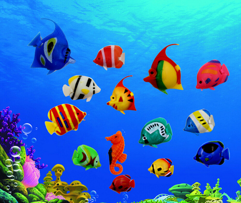 Adornos para peces flotantes de plástico Artificial realista decoraciones para pecera de acuario (Color aleatorio y patrón) ► Foto 1/5
