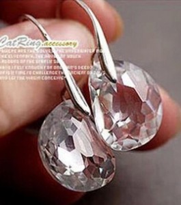 Personalidad de moda japonesa y coreana guisantes transparente blanco mujer joyería pendientes de cristal lágrimas de amantes envío gratis ► Foto 1/5