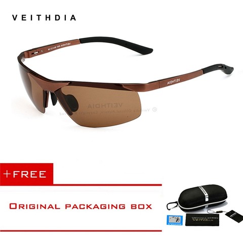 VEITHDIA aluminio magnesio hombres polarizados gafas de sol sin montura deportes hombre gafas de sol Goggle Oculos sombras para hombres 6501 ► Foto 1/1