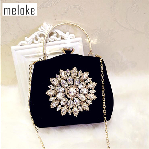 Meloke 2022 nuevo diamante flores de sol bolsos de noche de boda, bolsos de embrague para las niñas cena fiesta bolsas con cadena MN861 ► Foto 1/6