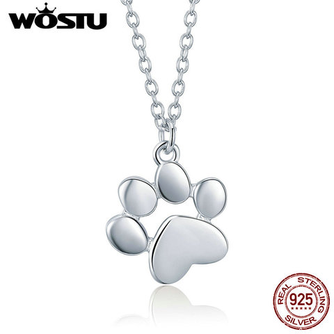 WOSTU-Colgante de plata de ley 925 con forma de huellas de perro, joyería fina con bonito diseño de huellas de perro, para mujeres ► Foto 1/6