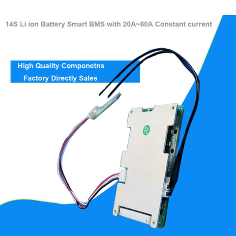 Placa PCB de batería de Ion de litio inteligente 14S, BMS móvil con Bluetooth para sistema de batería de bicicleta eléctrica de 48V, 58,8vli-ion con corriente de 20A a 60A ► Foto 1/5