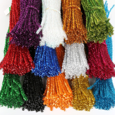 100 unids/lote 30cm tallos de Chenille brillo limpiadores de pipa de oropel tallos cable palos juguetes educativos para niños suministros para manualidades DIY ► Foto 1/6