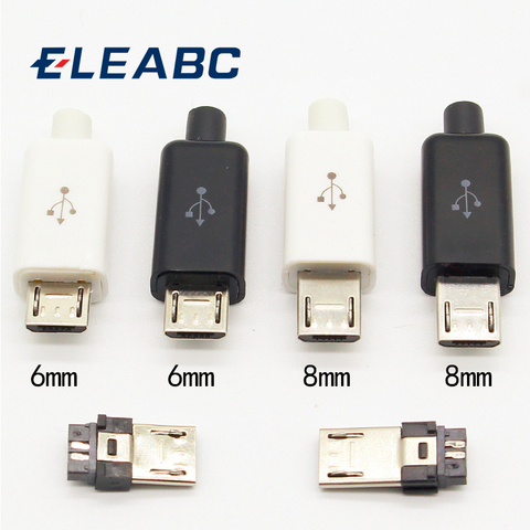 10 Uds. De conectores macho tipo soldadura Micro USB de 5 pines, cargador 5P, toma de carga trasera USB 4 en 1, blanco y negro ► Foto 1/6