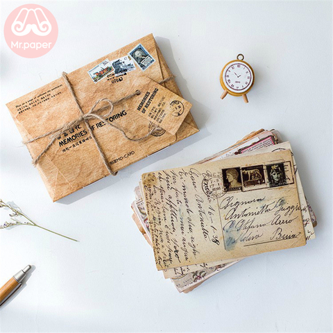Mr. Paper 30 unids/caja recuerdos Retro de restauración postal Estilo Vintage papelería creativa Escritura de felicitación postales de regalo ► Foto 1/6