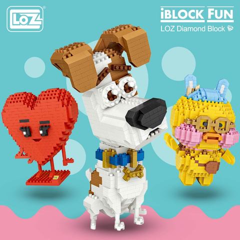LOZ-bloques de construcción de plástico de dibujos animados para niños, juguetes de bloques de construcción, figuras de ensamblaje de plástico, taburete educativo de sonrisa y amor, animales de perro, DIY ► Foto 1/6