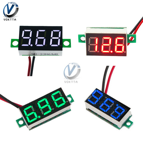 Mini voltímetro Digital LED de 3 dígitos, 0,36 pulgadas, 0,36 pulgadas, CC 4,7-32V, medidor de voltaje de voltios, Panel Digital rojo/azul/Gree/blanco ► Foto 1/6