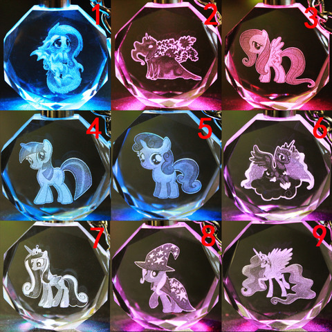 Mi pequeño poni llavero de cristal de moda de dibujos animados anime Bola brillante de cristal cosplay llavero Led llaveros de coche llavero ► Foto 1/1