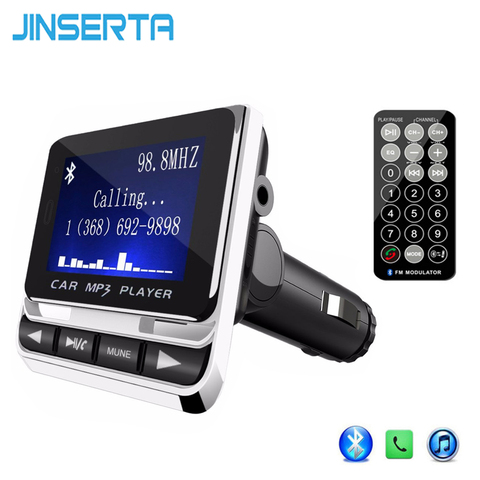 JINSERTA-reproductor de MP3 para coche, Kit de pantalla LCD, Cargador USB, compatible con TF Line-in AUX, manos libres, transmisor FM con Bluetooth inalámbrico ► Foto 1/6