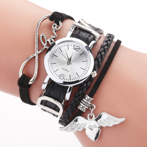 Relojes de lujo de marca Duoya para mujer, con colgante de corazón de plata, correa de cuero, reloj de pulsera de cuarzo para mujer, 2022 ► Foto 1/6