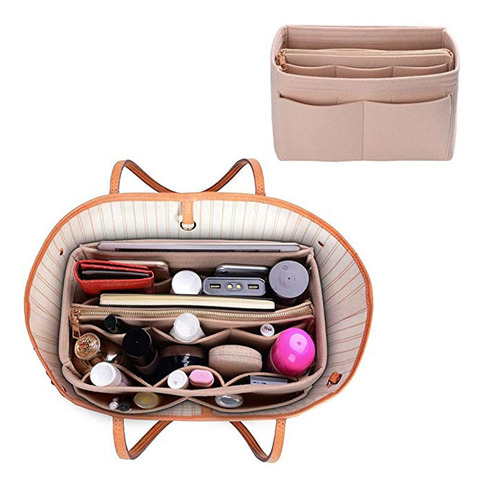 Bolso de tela de fieltro con inserto para maquillaje, organizador de maquillaje, bolsa de almacenamiento de bolsas cosméticas portátil de viaje, monedero interno, compatible con Speedy Neverfull ► Foto 1/6