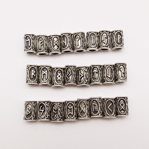24 piezas mezcla de plata trenza de pelo barba Dreadlock cuentas anillos tubo Runa de Viking patrón de diseño para el cabello peinado Accesorios ► Foto 1/4