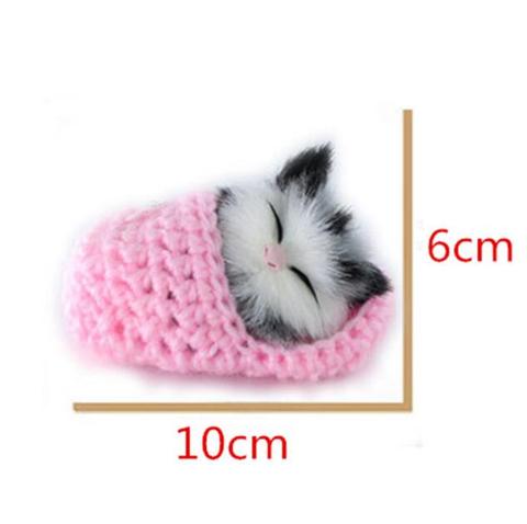 1pc Mini encantadora simulación sonido zapato gatitos gatos de peluche de juguete gatos dormir juguete niños apaciguar regalo de cumpleaños de la muñeca ► Foto 1/6