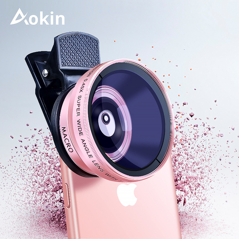 Aokin-Kit de lentes de cámara 0.45X, lente supergran angular con Macro de 12,5x para iPhone 6, 6S, Samsung Galaxy S7, lente de teléfono móvil ► Foto 1/6