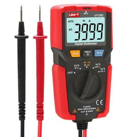 UNI-T-Mini multímetro Digital de bolsillo UT125C, probador de resistencia de temperatura, condensador, diodo de frecuencia, NCV, pantalla de bajo voltaje ► Foto 1/5