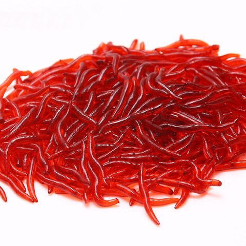 50 unids/lote pesca señuelo suave simulación Earthworm gusanos rojos artificiales pesca señuelo Lifelike señuelos ► Foto 1/6