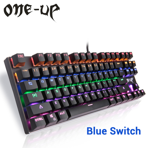 ONE-UP G300 87 clave Teclado mecánico retroiluminado, Clicky teclado para juegos con interruptor azul, teclas Anti-fantasma, Rollover n-key completo ► Foto 1/1