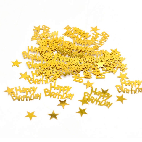 Confeti de cumpleaños feliz de 15g de oro, decoración para fiesta de feliz cumpleaños, celebración de bebé, boda, compromiso, mesa de fiesta, decoraciones ► Foto 1/6