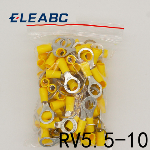 RV5.5-10 anillo amarillo traje de terminal aislado 4-6mm2 Cable conector 50 unids/pack cable engarzado Terminal RV5-10 RV ► Foto 1/2