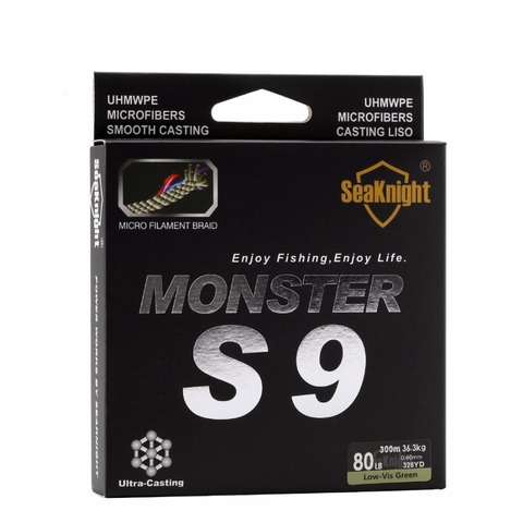 SeaKnight monstruo S9 300M trenzado líneas de pesca S espiral Braide tecnología 9 hilos multifilamento PE verde 30LB 40LB 50LB 80LB 100LB ► Foto 1/6