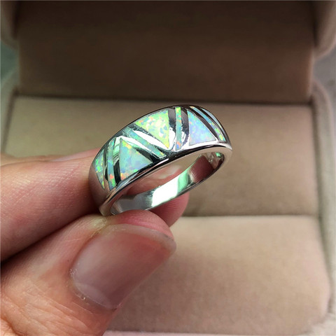 Vintage mujer Color plata anillo para dedo Simple de ópalo blanco fiesta boda anillo de compromiso promesa anillos para las mujeres ► Foto 1/5