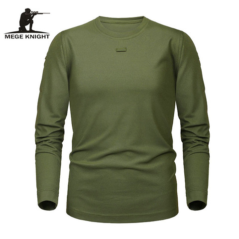 MEGE-Camiseta táctica militar para hombre, ropa informal de manga larga de secado rápido, Coolmax, color sólido, envío directo ► Foto 1/6