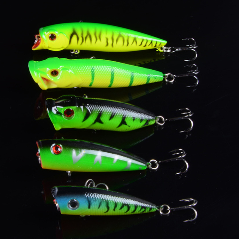 Señuelo de Pesca mezcla de 5 modelos, cebo Popper Crankbait de agua dulce para carpa, Artificial, con ojos 3D ► Foto 1/6