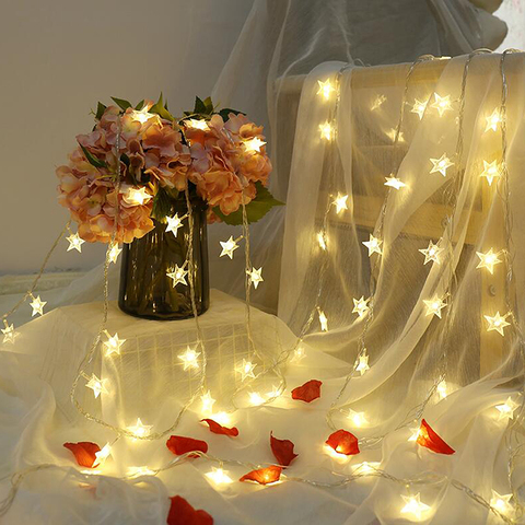 Luces de cadena de estrellas con pilas, 220V, USB, LED guirnaldas de luces, fiesta de Navidad, luces decorativas para boda, luces parpadeantes ► Foto 1/6