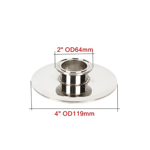 Tapón de extremo de acero inoxidable 304, reductor de triabrazadera corta, 2 