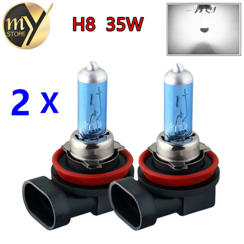 Bombillas halógenas H8 para coche, 2 uds., 35W, faros super blancos, luces antiniebla, para correr, fuente de luz, aparcamiento, 6000K, 12V, día, alta potencia ► Foto 1/6