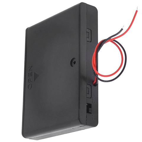 Caja de almacenamiento de baterías AA, caja de plástico de 1,5 V, interruptor de encendido/apagado con cable de tapa para batería AA de 6X1,5 V ► Foto 1/5