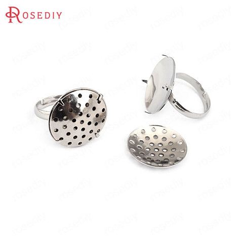 Anillos planos de latón de imitación de rodio, bandejas de anillo de Base, ajuste de anillo, accesorios de joyería, 20MM, 10 Uds. (34074) ► Foto 1/3