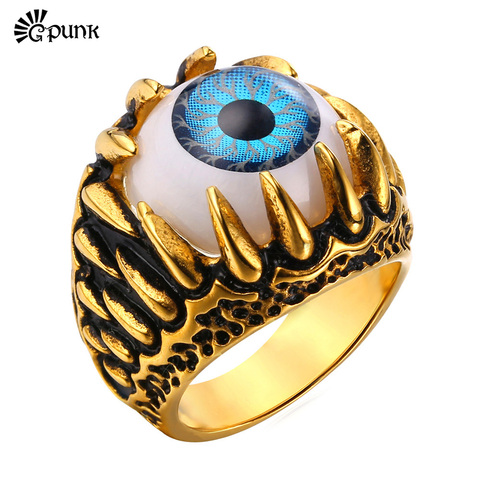 Palabra inventar Egipto Garra ojo turco anillo de joyería de metal 316L de acero inoxidable parte  buena suerte azul ojo anillos Punk hombres dedo anillo R380G - Historial de  precios y revisión | Vendedor de