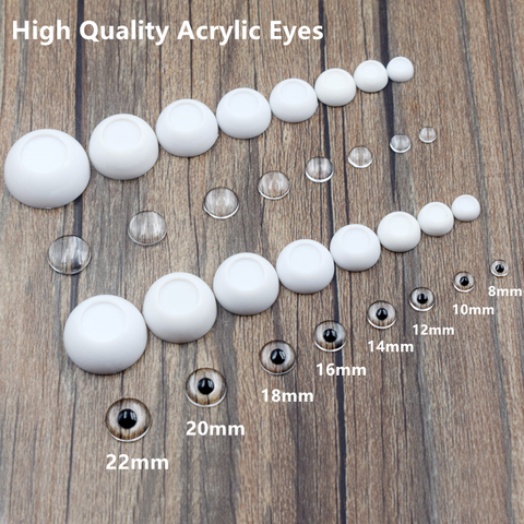 Ojos de muñeca de acrílico, redondos, de alta calidad, 8mm, 10mm, 12mm, 14mm, 16mm, 18mm, 20mm, 22mm, accesorios de ojo de juguete, 4 pares ► Foto 1/6