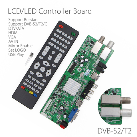 63SIT0 apoyo señal digital DVB-S2 DVB-C DVB-T2 ATV universal LCD LED TV controlador USB reproducir multimedia ruso 3463A ► Foto 1/6