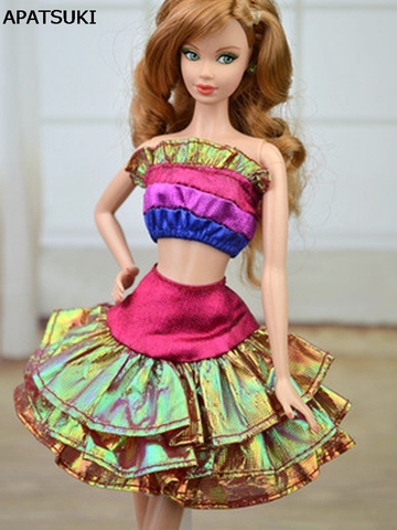 Vestido corto hecho a mano con hombros descubiertos para muñeca, ropa colorida de alta calidad para Barbie, Dreamhouse, 1/6 ► Foto 1/3